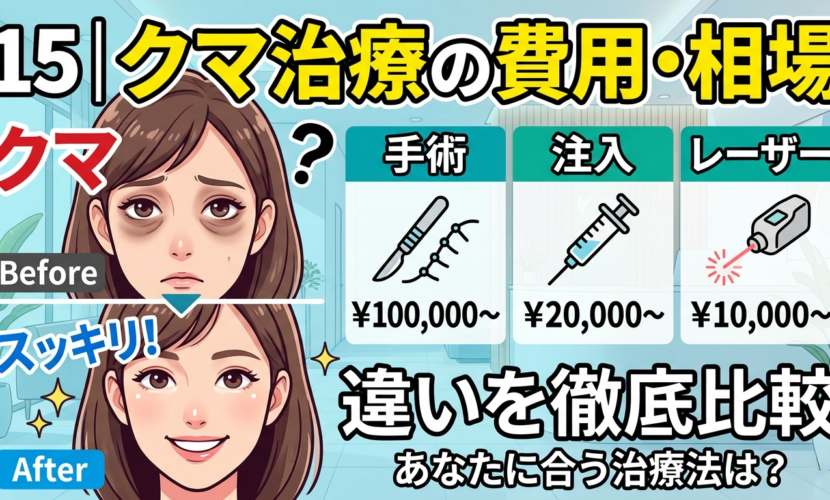 15｜クマ治療の費用・相場｜手術・注入・レーザーの違いを徹底比較