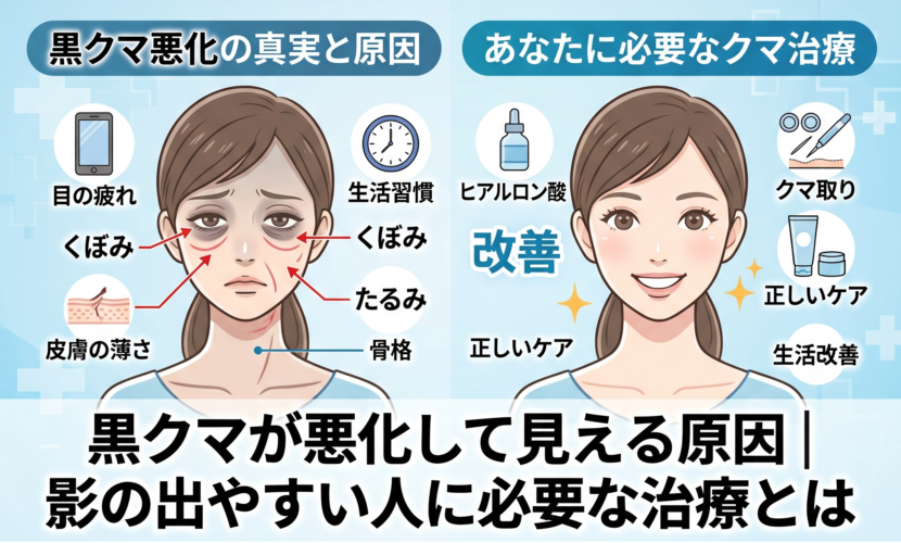 黒クマが悪化して見える原因｜影の出やすい人に必要な治療とは