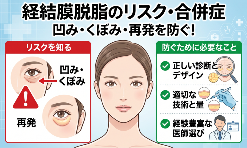 経結膜脱脂のリスク・合併症｜凹み・くぼみ・再発を防ぐために必要なこと