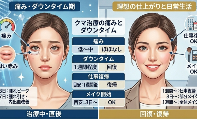 クマ治療の痛みとダウンタイム