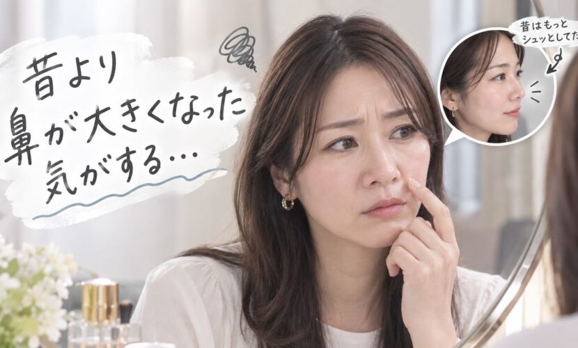 加齢による小鼻の広がりや団子鼻を解消する施術について説明している