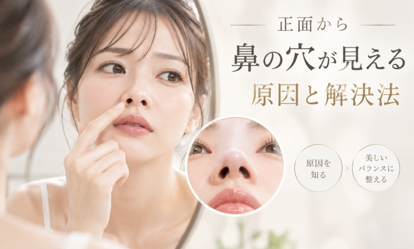 正面から鼻の穴が見える・目立つ原因は？小鼻縮小以外で確実に治す鼻整形を解説してるコラムのヘッダー画像