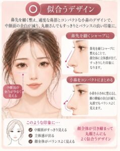 丸顔さんが似合うデザインの図解