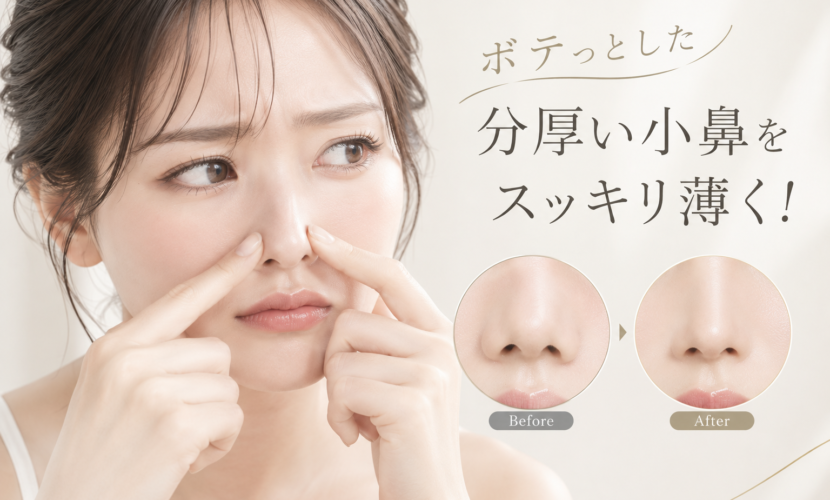 小鼻が分厚い・肉厚な原因は？「小鼻縮小」だけでは解決しない理由と確実に薄くする鼻整形のコラムのバナー画像