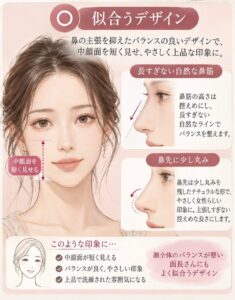 面長さんに似合う鼻の図解