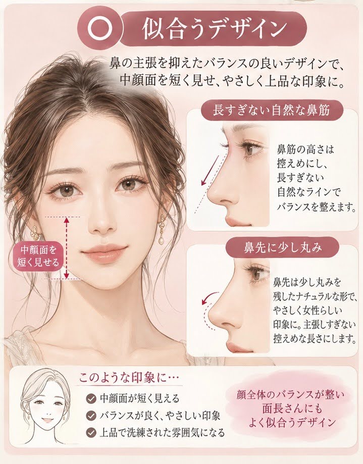面長さんに似合う鼻の図解